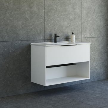 Dansani Mido møbelpakke 101 cm 1 sk m/hylde, vask, glat, hvid