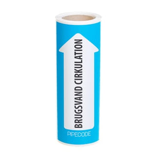 Pipecode rørmærke BRUGSVAND CIRKULATION 80 mm x 5 m