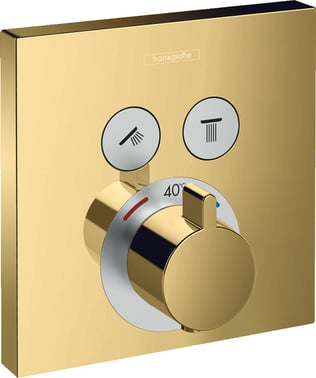 HANSGROHE ShowerSelect termostatarmatur, til 2 udtag, guld