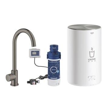 GROHE Red II Mono hane med kogende vand 4 l-kedel C-tud, børstet Hard Graphite