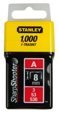 Stanley hæfteklammer type a 8 mm x 1000 stk