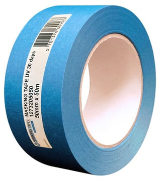 Afdækningstape udendørs UV blå 50mm x 50m