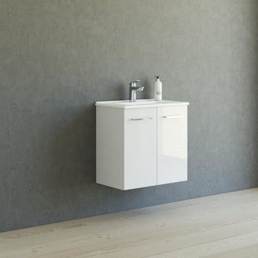 Dansani Mido mini møbelpakke 61 cm 2 låger, vask, hvid højglans
