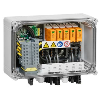 PV Combiner Box and fireman switch, 1100 V, 2 MPP, 2 Inputs / 1 Output per MPP, overspændingsbeskytt