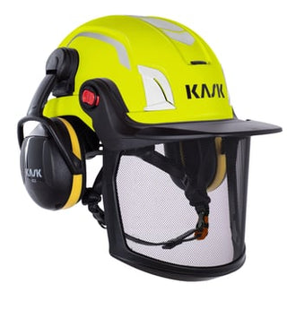 Kask Zenith X Combo skovhjelm med netvisir og SC2 høreværn gul