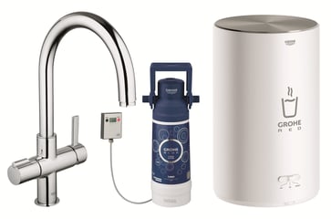 GROHE Red II Basic Duo køkkenarmatur med kogende vand 4 l-kedel C-tud, krom