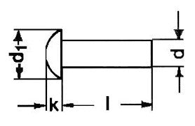 8X12 ubehandlet rund hovedet  nitte DIN 660