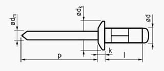 3,2X10 alu/stål RH blindnitte multigrip sort