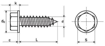 6,3X25  DIN 6928 FZB 6-kant pladeskrue  med flange