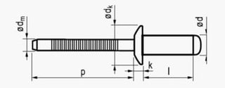 4,8X14 rundhovedet rustfri/rustfri  standard blindnitte bulk