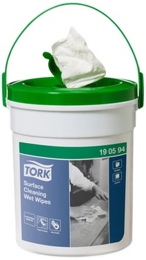 Tork Wet Wipe til overflader, Spand m/58 stk, Hvid