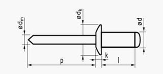 3,2X6 rundhovedet alu/alu standard  blindnitte