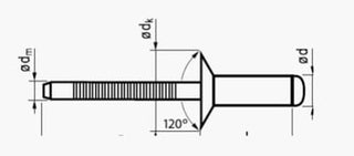 3,2X10 undersænket rustfri/rustfri  standard blindnitte