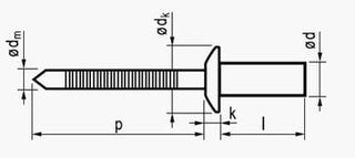 4,0X9,5 rundhovedet  rustfri/rustfri standard blindnitte lukket