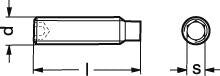 M 5X8 ISO 4028 sort pinol skrue med tap