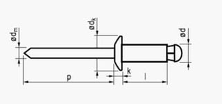 4,0X20 rundhovedet aluminium/stål   blindnitte peel