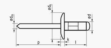 4,8X14 rundhovedet aluminium/stål blindnitte extrastort hoved multigrip