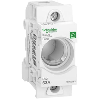 Resi9 Neozed D01 1P 63A sikringsholder uden skrue hoved passer på DIN-skinne. D02 sorte skruehoveder