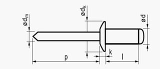 6,4X12 rundhovedet aluminium/stål   blindnitte