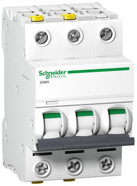 Acti9 Automatsikring iC60H, 3P 10A C, med dobbelt terminal, 54 mm