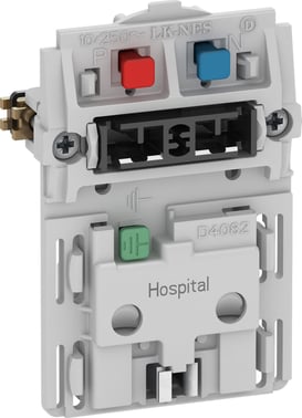 LK FUGA stikkontakt hospital 2-polet + DK jord med afbryder 1,5 modul, uden tangent og afdækning