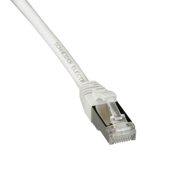 Patchkabel Cat.6A S/FTP 28AWG 2,0m Hvid LSZH kappe med helstøbte tyller i begge ender