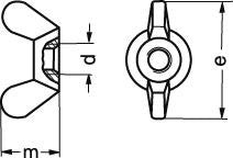 M 8 DIN 315 messing fløjmøtrik  svær model