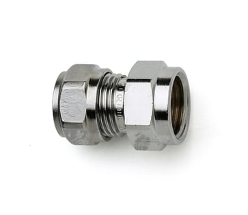 Komp overgang 15 mm 3/8" med krom CU bøsning