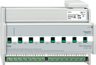 KNX Relæ udgang DIN 8x230/16 med manuel betjening og strømmåling