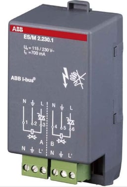 KNX snap-on elektronisk kontaktaktuator, 2-kanal, 230V ES/M2.230.1