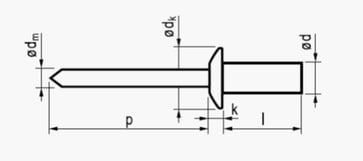 4,0X8 rundhovedet aluminium/rustfri blindnitte lukket