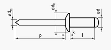 3,2X8 rundhovedet stål/stål standard åben blindnitte bulk