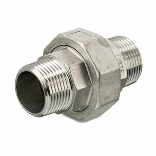 Union nippel/nippel m flad tætning PTFE, 1.4408, 20 bar 3/8"