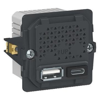 FUGA dobbelt 5V USB A+C-lader, 2400 mA, 1 modul, uden afdækning