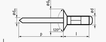 3,2X12 undersænket blindnitte aluminium/stål Multigrip