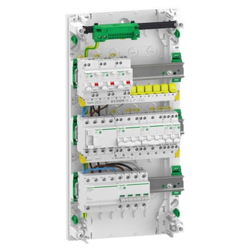 Færdigmonteret Resi9 XP PW gruppetavle, 3 rækker 13M: 1xAFB 1xSPD + 1xRCD + 3xRCBO C10A 1PN + 2xC10A