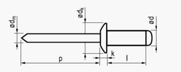 3.2X8 rundhovedet aluminium/rustfri   blindnitte standard