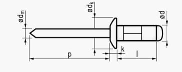 3,2X8,0 rundhovedet aluminium/rustfri blindnitte multigrip