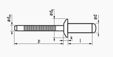 3,2X12 rundhovedet syrefast/syrefast blindnitte