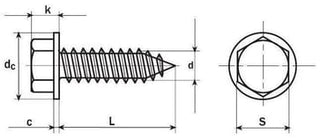 Sekskantede pladeskruer med flange form C