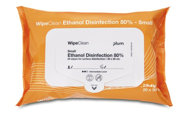 WipeClean Ethanol Disinfection 80%, Small 25 wipes