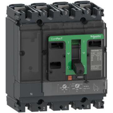 Maksimalafbryder ComPacT NSX250N, 50 kA ved 415 VAC, TMD strømrelæ 250 A, 4 poler 4 beskyttede