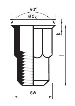 M8x16,0 6-kant lille krave, åben A4 M8HUKO30A4/316