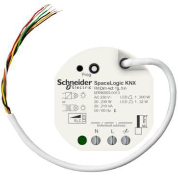 SpaceLogic KNX Universal lysdæmpermodul (1x output max. 230W, 3x input) for indbygning