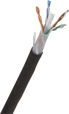 Actassi Cable LAN U/UTP 4P Cat6 AWG24 Udendørs PE-kappe, sort 500m