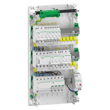 Færdigmonteret Resi9 XP PW, 3 rækker 13M: 1xAFB 1xSPD + 1xRCD + 1xRCBO C10A 1PN + 1xC16A 1PN + 3xC10