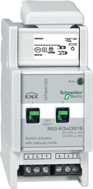 KNX Relæ udgang DIN 2x230/16 med manuel betjening