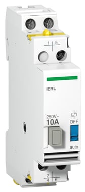 Hjælpeblok iERL 10A 1NC+1CO 230/240VAC blok til iRLI relæ, inrush og hold +4VA Bredde +18mm