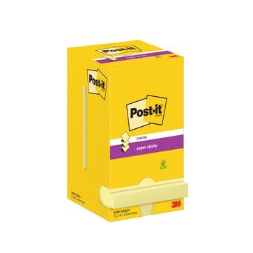 Post-it Super Sticky z-notes Canarygul 76x76mm 12 blokke