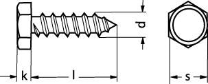 Sekskantede pladeskruer form C